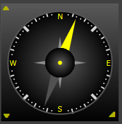 A black compass with yellow center

Description automatically generated